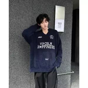 남성용 니트 빈티지 스트리트 파이터 브이넥 트레이닝 스웨터 OP1