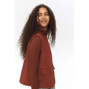 [정품] HM 여자 데일리 자켓 드로스트링 디테일 저지 탑 러스트 레드 1328123002