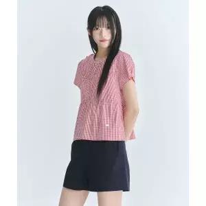 코드그라피 CGP 우먼 셔링 반소매 블라우스-레드 987068