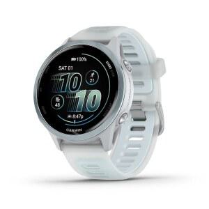 GARMIN 포러너 570 42MM 어드밴스드 GPS 러닝 트라이애슬론 스마트워치 AMOLED 디스플레이 교육 복구 기능 클라우드 블루 알루미늄 반투명 화이트스톤 밴드