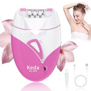 여성용 글로스룩스 매끄러운 에필레이터 36핀셋과 LED 조명이 장착된 2스피드 무통 제모 장치 얼굴 비키니 팔 다리 용 충전식 핫 핑크