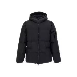 스톤아일랜드 가먼트 다이드 크링클랩스 와펜 후드 다운 패딩 자켓 블랙 771540223 V0029 148572443