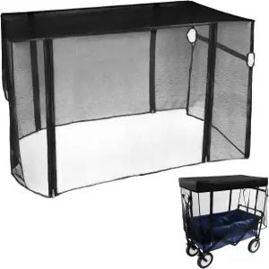 보운케 야외 왜건 네트 커버 접이식 모기 액세서리 정원 캠핑용 푸시 풀 카트 지퍼 그늘막 부착 하프폴딩