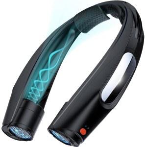 ZEEFO 휴대용 넥 선풍기, 핸즈프리 개인용 선풍기- 6000mAh 배터리 작동, 6가지 속도 조절 가능한 USB 충전식 가정용, 사무실, 실외용, 여행용 블랙 색상의 웨어러블 선풍기