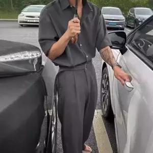 바지 남사친 여름 투피스 반팔세트 셔츠 세트 반팔 정장 OP2