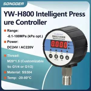 차압계 스마트 디지털 압력 LED 디스플레이 릴레이 24V DC220V AC 공기 물 오일용 압력계 컴프레서 유압 용