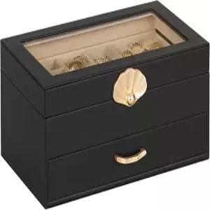 서랍 1개가 있는 엔트랄라이트 주얼리 박스 귀걸이 목걸이 전시 정리함 - 여아를 위한 선물 (블랙)
