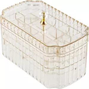 우아한 골드 손잡이가 있는 NiHome 투명 3단 주얼리 정리함 귀걸이 반지 팔찌 및 시계에 다용도로 사용