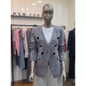 제시뉴욕 세이브존05 간절기 노카라 린넨 더블재킷 BF4-SZNRJI0130BK