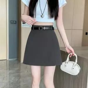 여성용 스커트 미니 회색 오피스룩 하계 방지 트임 정장 하객 힙업 비침 A라인 MF2