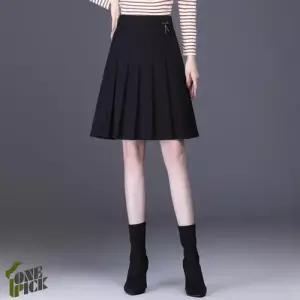 여친 치마 미디 가을 슬림 A라인 패치 OP1