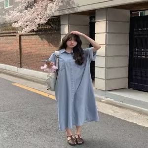 [제작] 어소티 루즈핏 데님 롱 원피스 87392 빅사이즈 여성의류