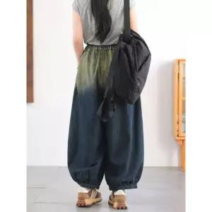 미니코코네 여친 빈티지 조거 그라데이션 와이드 배기 청바지 셔링 나염 워싱 빅사이즈 DOS1