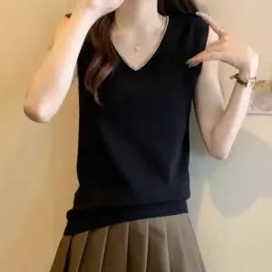 니트 여름 조끼 여자니트 체인 브이넥 끈 블록 냉장고 원템2