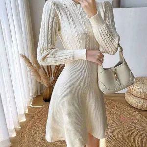 가을 심플 데이트룩 하객룩 꽈배기 원피스 니트 슬림vwx807