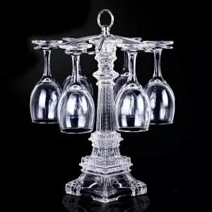 SHTWX 6 후크 테이블탑 유리 에펠탑 디자인 스템웨어 랙/회전 와인잔 보관 홀더 스탠드 공기 건조