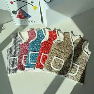 힙손녀할매조끼 누빔경량패딩 촌캉스김장 브이 캐쥬얼 무지 베스트 니트 골지 패딩조끼 여유 여성 울 스웨