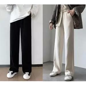 여자조거바지 겨울 따뜻한 여성 기모 골덴 벨벳 와이드 팬츠 바지