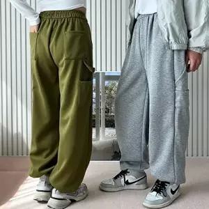 여성겨울바지 여성 조거팬츠 스트링포인트 옆포켓 와이드팬츠 바지
