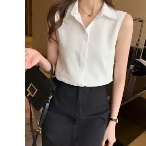 여성용 여름 조끼 블라우스 셔츠 린넨 민소매 4컬러 원픽2