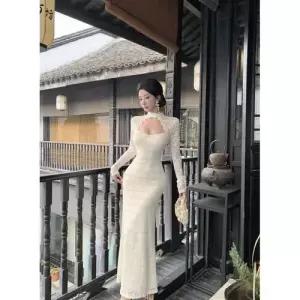 원피스 롱 퍼 레이스 홀터넥 동남아 힙업 ible1