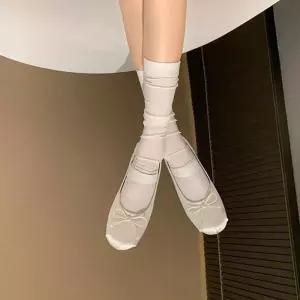 여사친 여름 빈티지 펌프스 라운드 양가죽 신발 프렌치 플랫 버전~새틴 발레리진 스트랩힐 슈즈 KS2