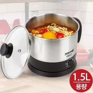 키친아트 스테인레스 라면포트 1.5L 전기냄비 소형 멀티쿠커 순간가열 분리형 받침대 KP-1002FT