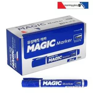 [문구] 사무용품 매직펜 유성매직 마카 세트 블루 12개