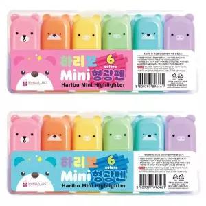 곰돌이 형광펜 형광 마카 학용품 문구 필기도구 6색 사인펜