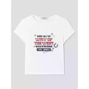 [매장정품] 8SECONDS 에잇세컨즈 웨스턴 프린트 크롭 티셔츠 화이트