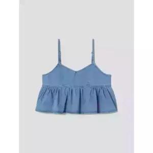 [매장정품] 8SECONDS 에잇세컨즈 데님 슬리브리스 탑 스카이 블루