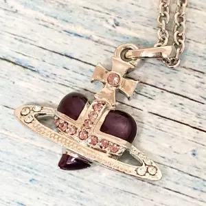 미국 비비안 웨스트우드 다이아몬트 퍼플 하트 오브 목걸이 펜던트 끈 조절 가능 236540281235