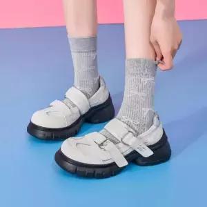 여사친 캐주얼 하계 키높이 메리제인 통굽 슈즈 마속주의 단화 힐 스트랩 admr2