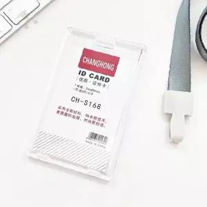사무실 신분증 케이스 투명 아크릴 재질 클립 부착형 세로형 디자인 업무용 출입증