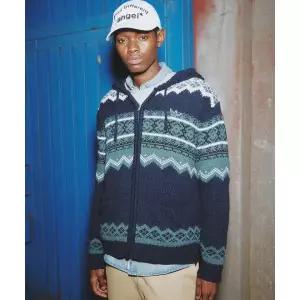 마크곤잘레스 MARK GONZALES 노르딕패턴 후드집업 니트 가디건 - NAVY