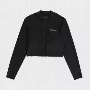 내셔널지오그래픽 N242WRG620 여성 크롭 집업 래쉬가드 CARBON BLACK NGAP 1470470