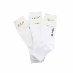 크로커다일 남성 무지 중목 양말 화이트 3켤레