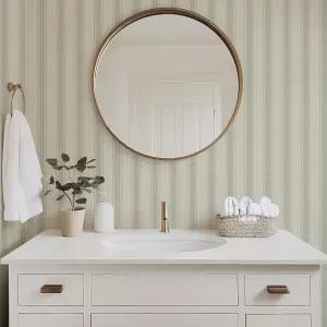 롤롤라 베이지 스트라이프 필 앤 스틱 패브릭 캔버스 벽지 - 액센트 벽 욕실 침실 거실용 임시 벽지(녹색)