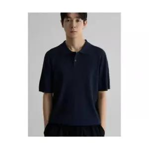 8SECONDS 골지 칼라넥 반소매 니트 네이비 110118