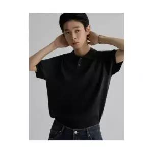 8SECONDS 골지 칼라넥 반소매 니트 블랙 110122