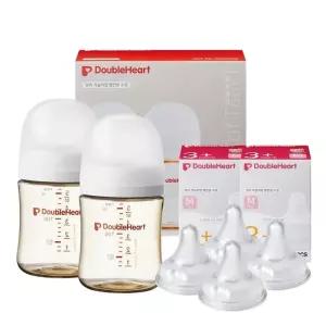더블하트 5%다운로드 더블하트 3세대 160ml 베이직 트윈팩 젖병2개 + 젖꼭지 4개