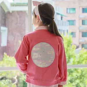 [하랑한복] 아루뎅이 아동 한복 점퍼 공용 핑크 자수 간절기 어린이 생활한복 아우터