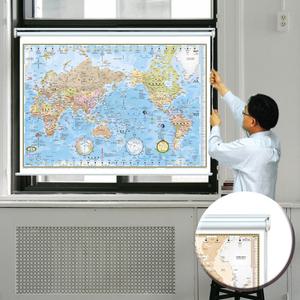 맵소프트 세계지도 소형 캔버스 롤스크린 1m 10cm X 80cm  고급천 세계지도천 패브릭 천재질
