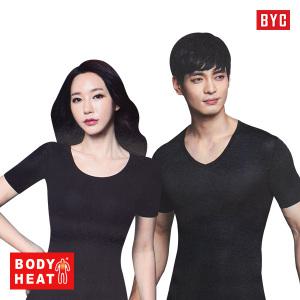 BYC 보디히트 발열내의 남여 반팔티셔츠 내복상의/간절기 언더셔츠