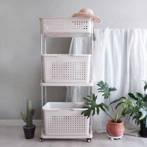 이동식 빨래바구니 수납형 더블와이드 3단 B형
