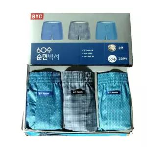 BYC 남성팬티3매입 사각트렁크박서팬티 속옷빅사이즈 115 120호