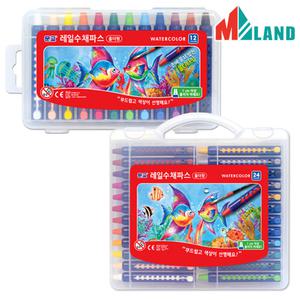 레일 수채 파스 12색 24색 MRCA-12 MRCA-24 크레용 홀더형 크레파스 미술 준비물