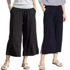 우일 여성 여름 아이스 인견 쿨 8부 와이드 통바지 팬츠