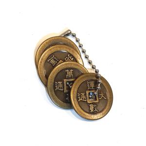 대박 엽전[황동]앤틱 네가지 꾸러미(운수대통/행운대박/만사형통/소원성취) 체인포함 행운의 마스코트