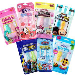 어린이 썸머밴드 2개입 x 3개/남아 여아 핑크퐁 헬로키티 카봇 말랑이 어피치 라이언 썸머와치 썸머키링